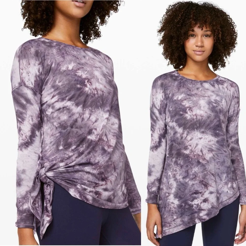Lululemon To The Point Long Sleeve Mist Diamond Dye Glacier Grey Moonwalk Size 8